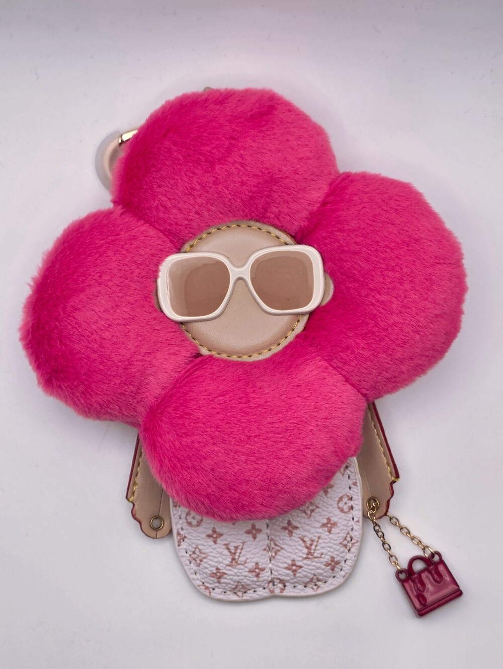Plush Vivi Pink And White Key Charm